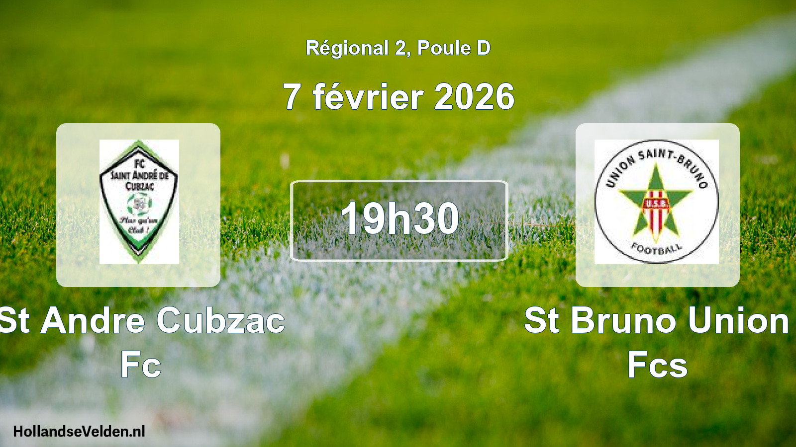 Geplande wedstrijd: St Andre Cubzac Fc - St Bruno Union Fcs (7 février 2026)