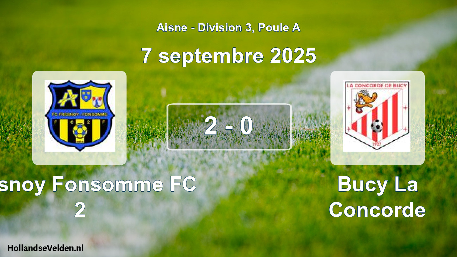 Total number of matches played: Fresnoy Fonsomme FC 2 - Bucy La Concorde 2 - 0 (7 September 2025)
