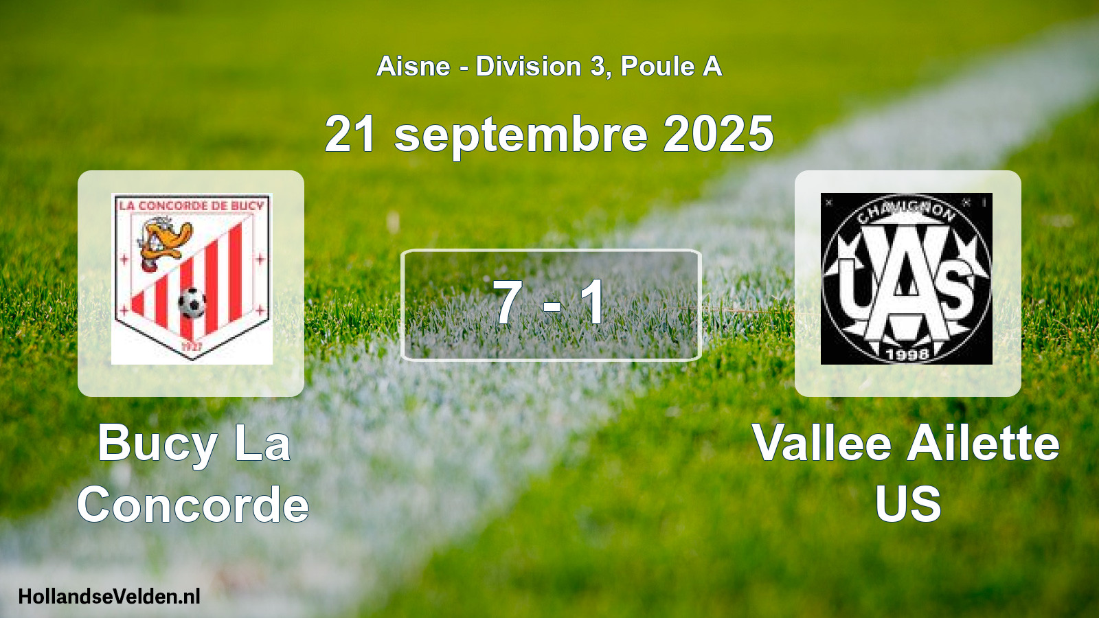 Total number of matches played: Bucy La Concorde - Vallee Ailette US 7 - 1 (21 September 2025)