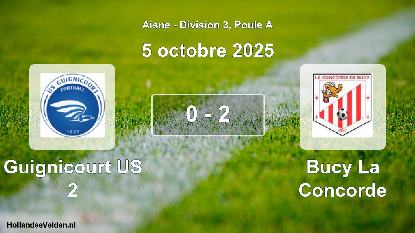 Match joué: Guignicourt US 2 - Bucy La Concorde 0 - 2 (5 octobre 2025)