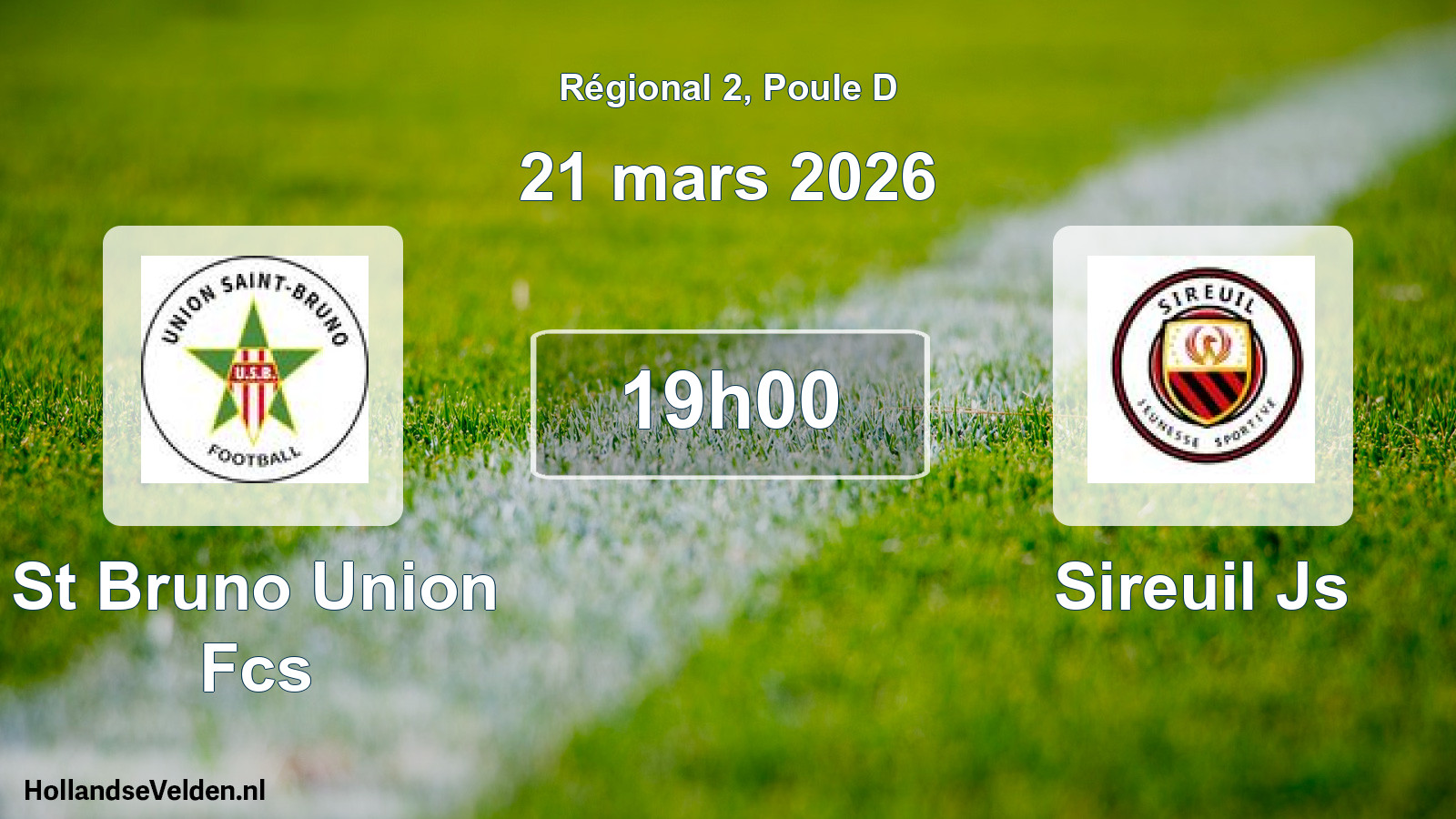 Geplande wedstrijd: St Bruno Union Fcs - Sireuil Js (21 mars 2026)