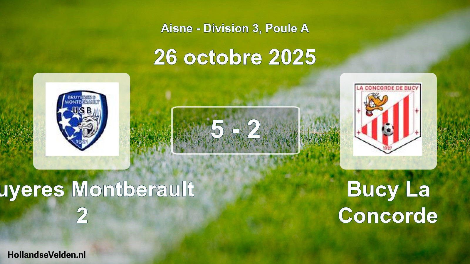Match joué: Bruyeres Montberault 2 - Bucy La Concorde 5 - 2 (26 octobre 2025)