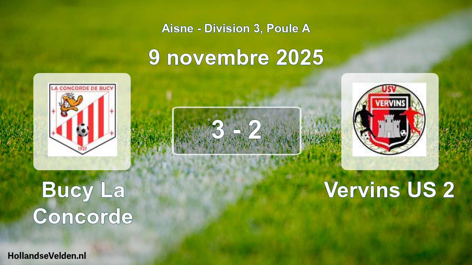 Match joué: Bucy La Concorde - Vervins US 2 3 - 2 (9 novembre 2025)