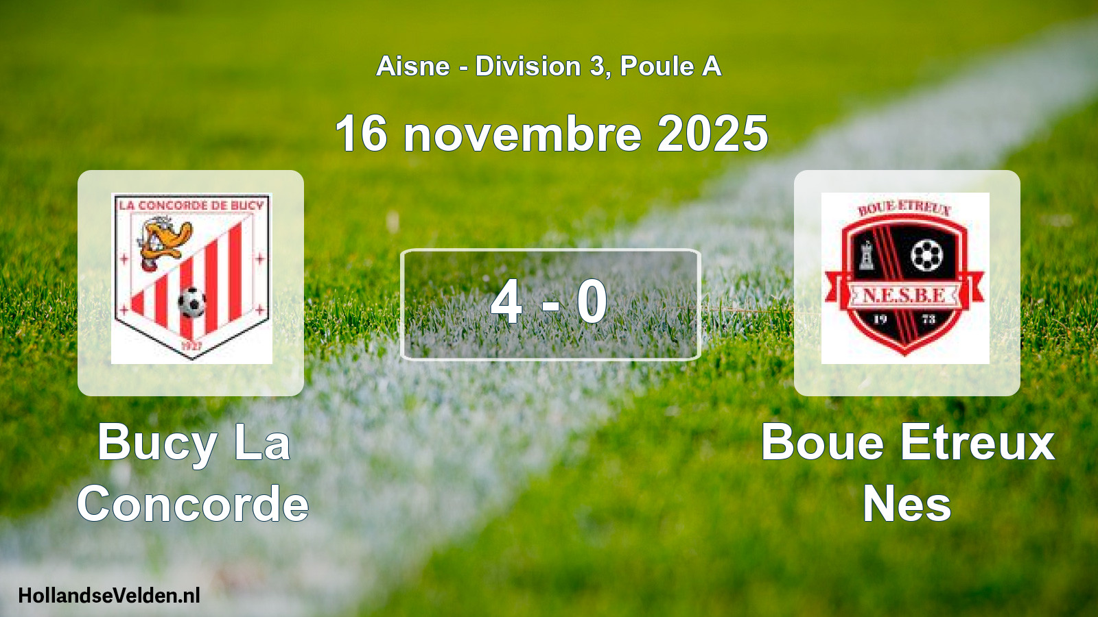Gespeelde wedstrijd: Bucy La Concorde - Boue Etreux Nes 4 - 0 (16 november 2025)