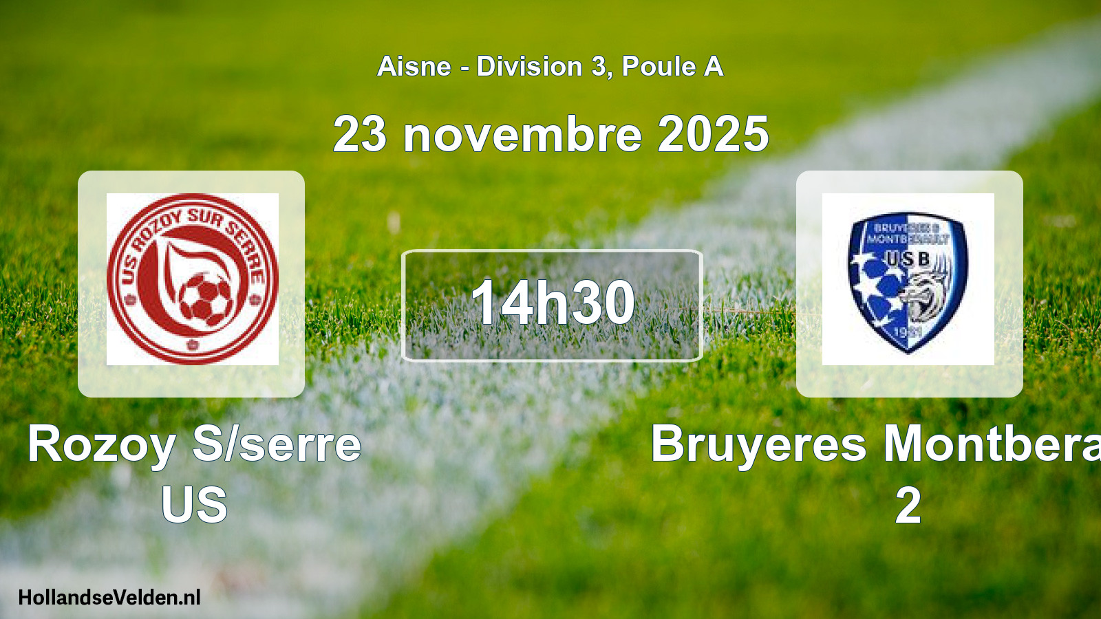 Match programmé: Rozoy S/serre US - Bruyeres Montberault 2 (23 novembre 2025)