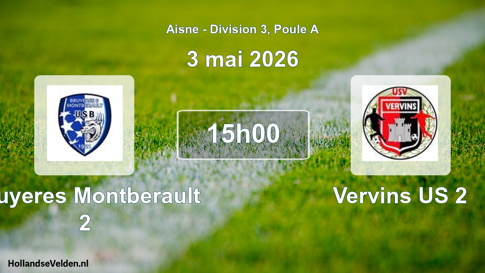 Match programmé: Bruyeres Montberault 2 - Vervins US 2 (3 mai 2026)