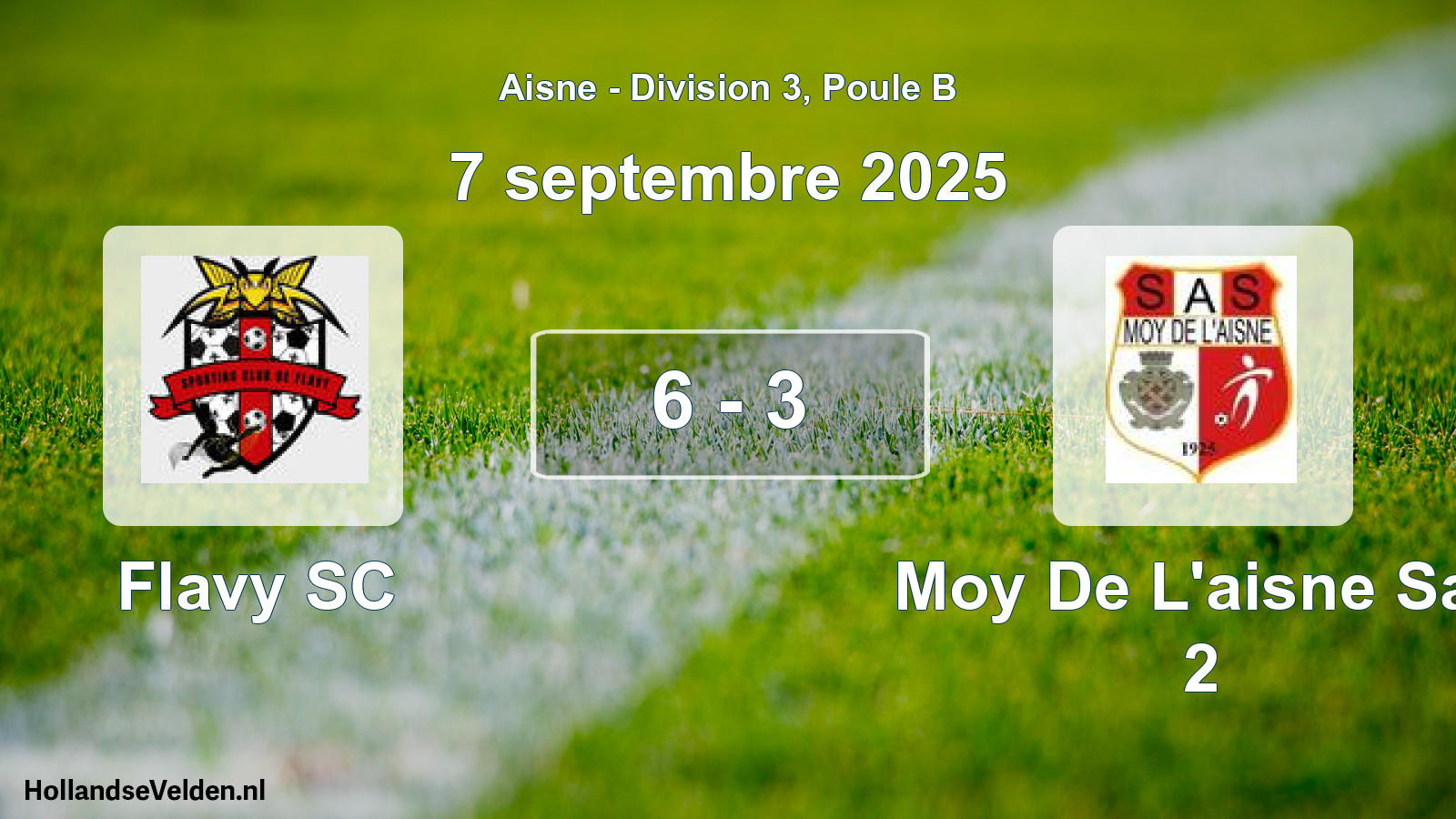 Match joué: Flavy SC - Moy De L'aisne Sas 2 6 - 3 (7 septembre 2025)