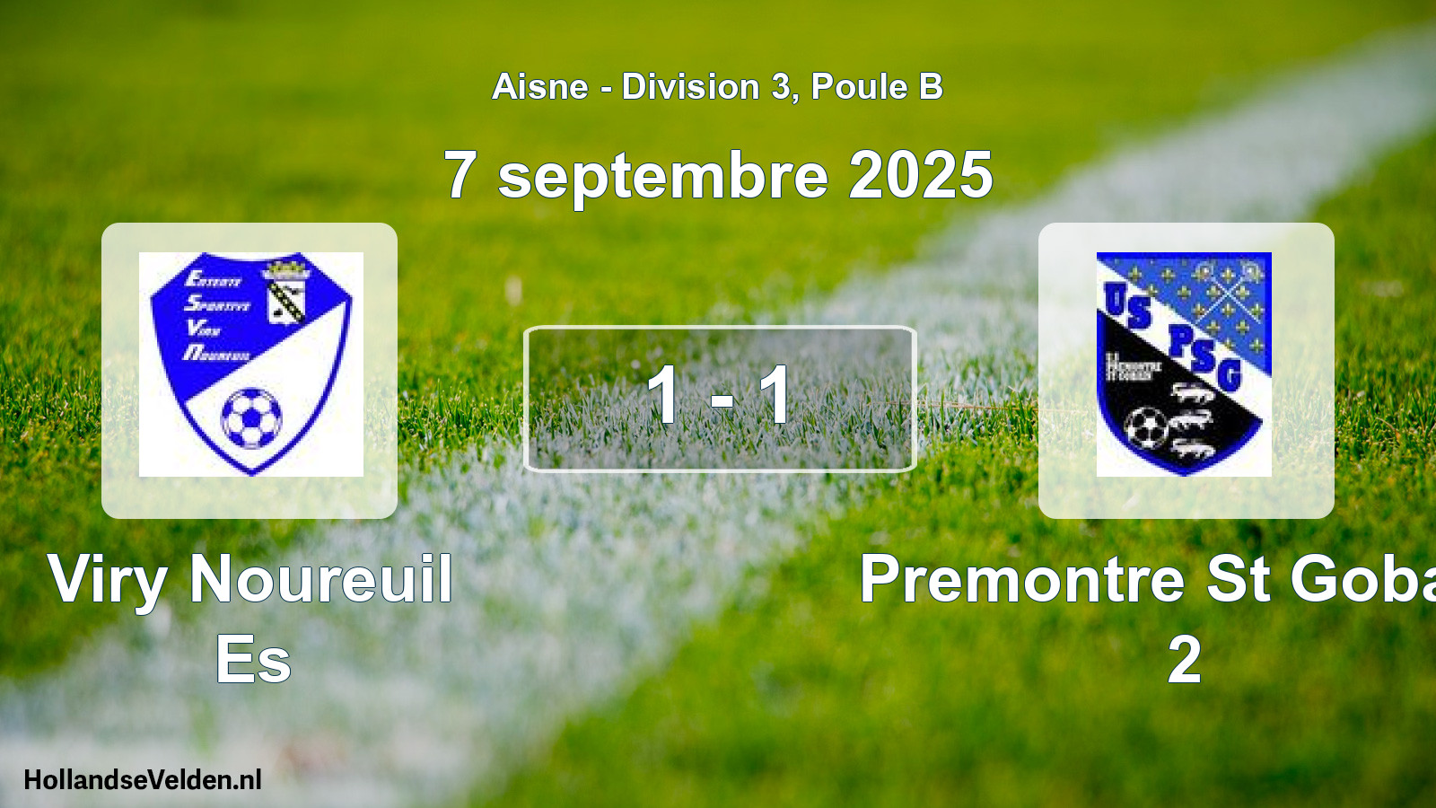 Match joué: Viry Noureuil Es - Premontre St Gobain 2 1 - 1 (7 septembre 2025)