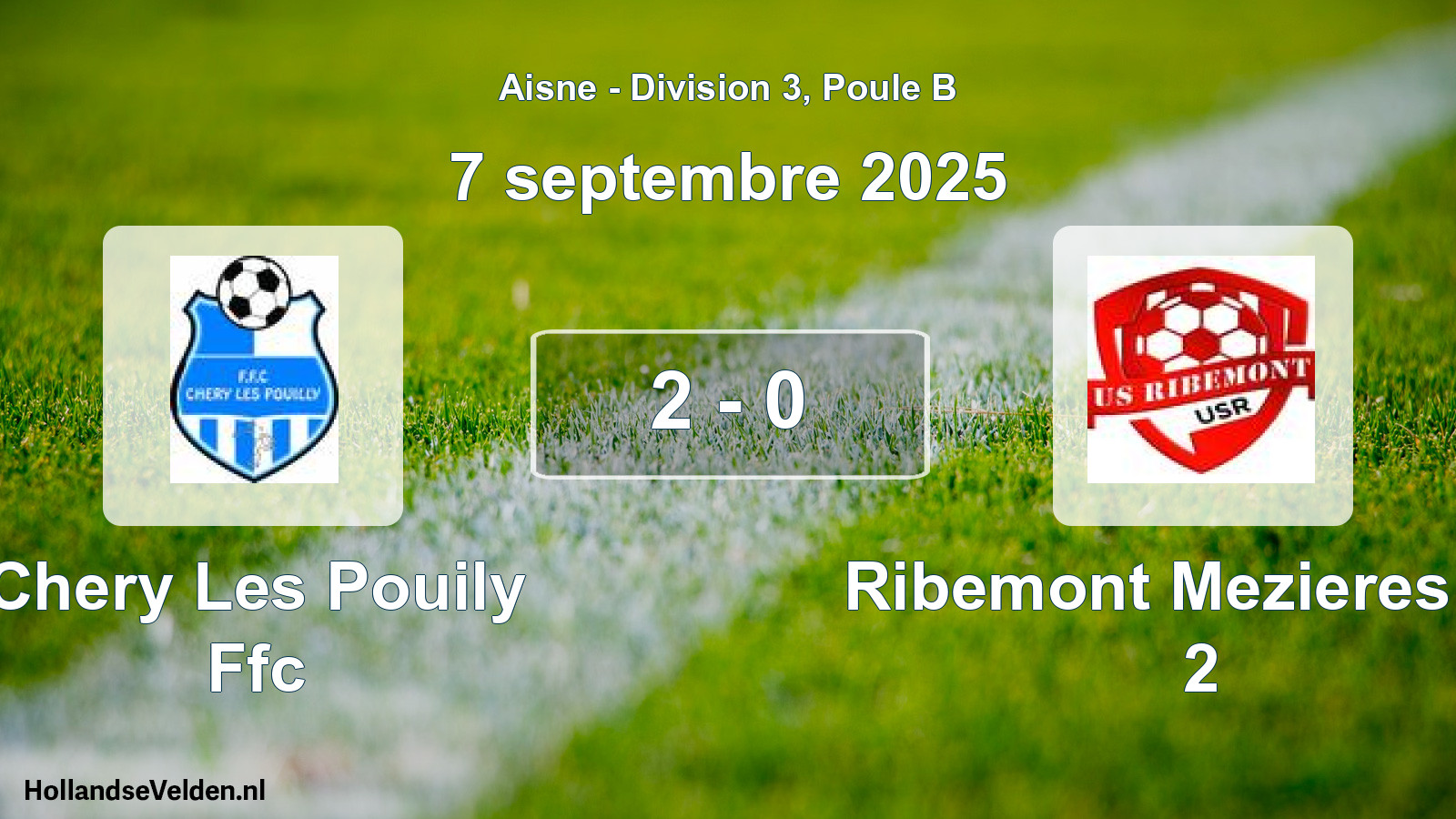 Match joué: Chery Les Pouily Ffc - Ribemont Mezieres US 2 2 - 0 (7 septembre 2025)