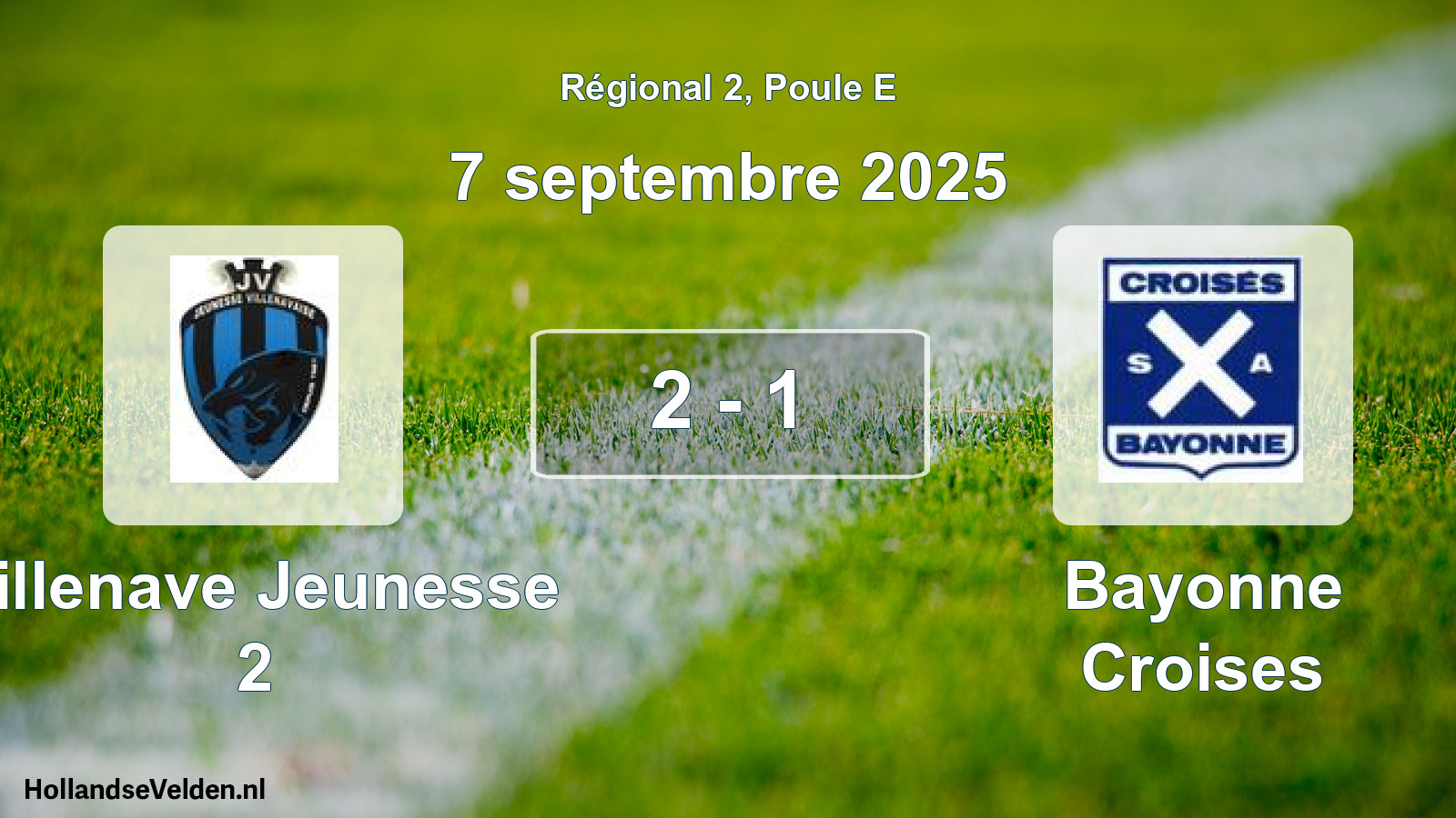 Gespeelde wedstrijd: Villenave Jeunesse 2 - Bayonne Croises 2 - 1 (7 septembre 2025)