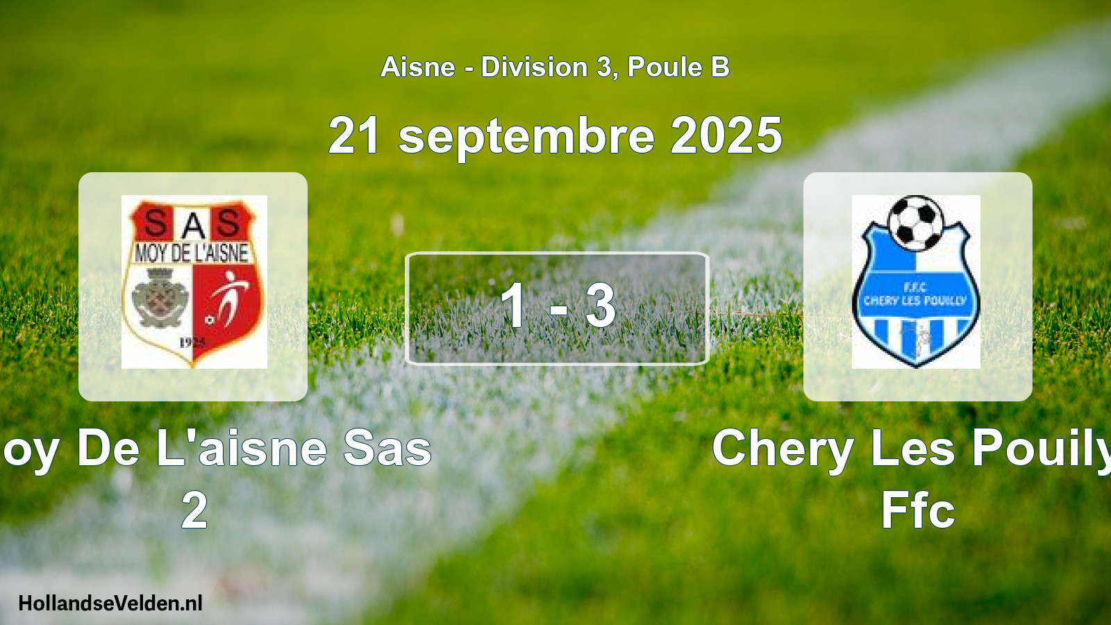 Gespeelde wedstrijd: Moy De L'aisne Sas 2 - Chery Les Pouily Ffc 1 - 3 (21 september 2025)