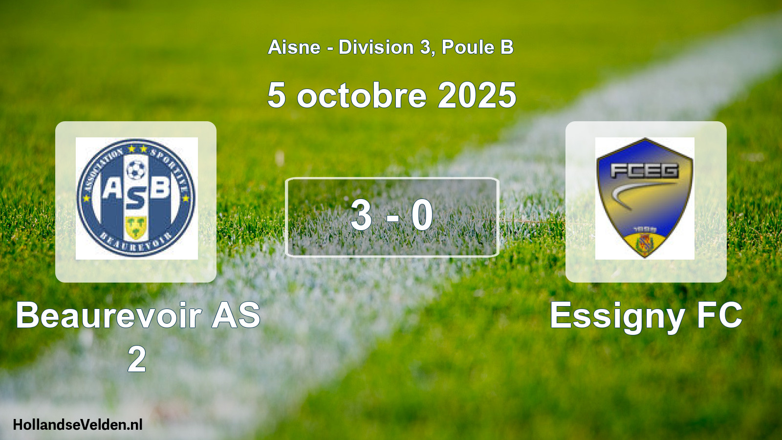 Match joué: Beaurevoir AS 2 - Essigny FC 3 - 0 (5 octobre 2025)