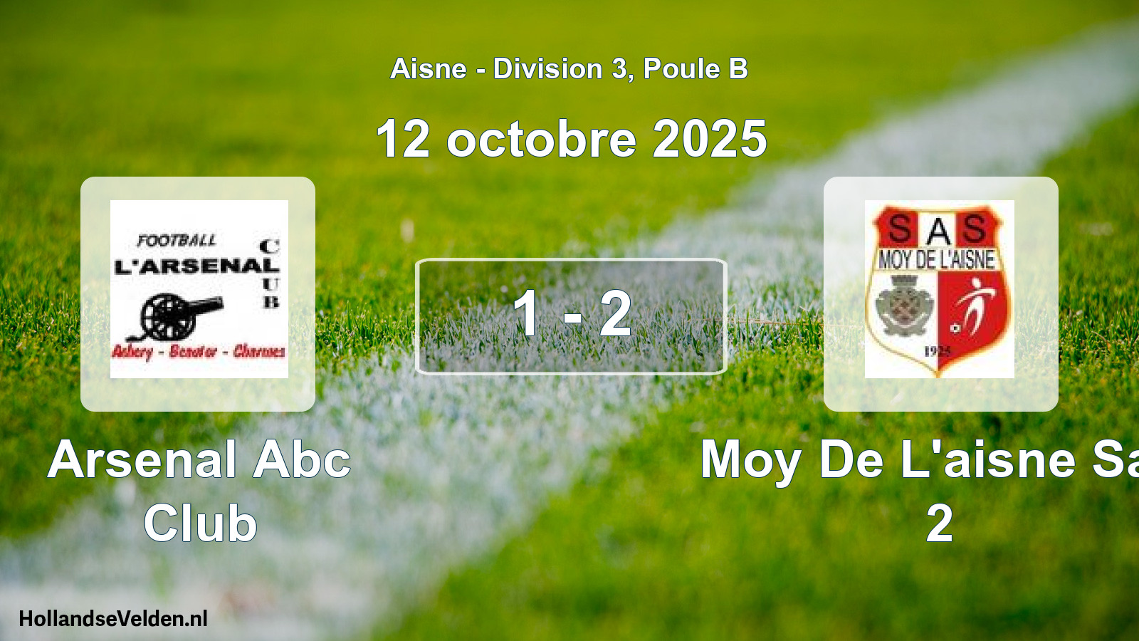 Gespeelde wedstrijd: Arsenal Abc Club - Moy De L'aisne Sas 2 1 - 2 (12 oktober 2025)