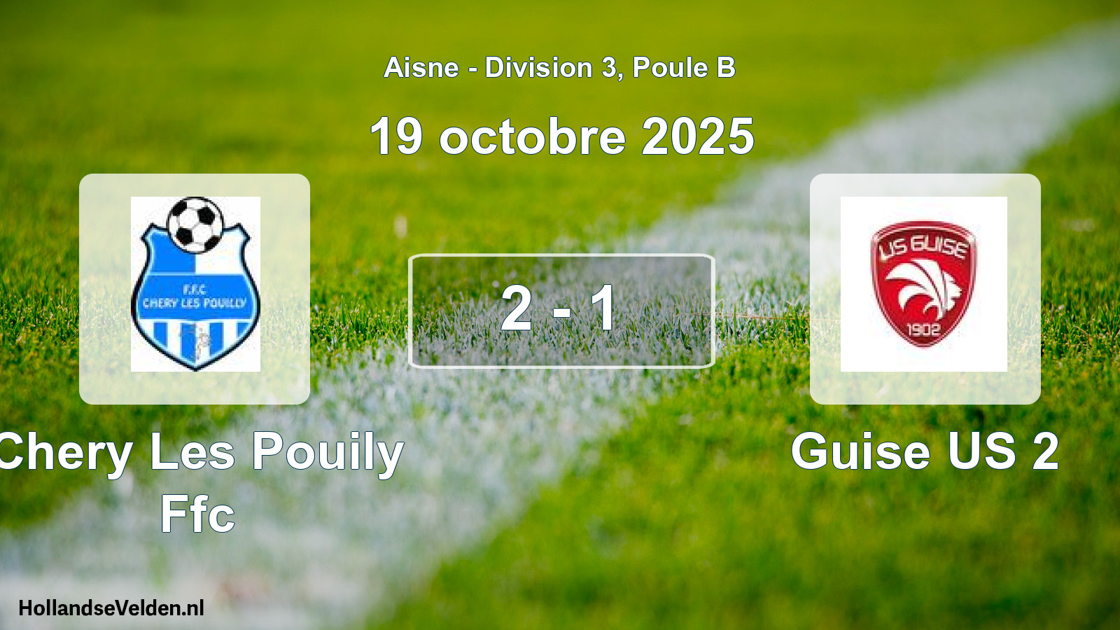 Match joué: Chery Les Pouily Ffc - Guise US 2 2 - 1 (19 octobre 2025)