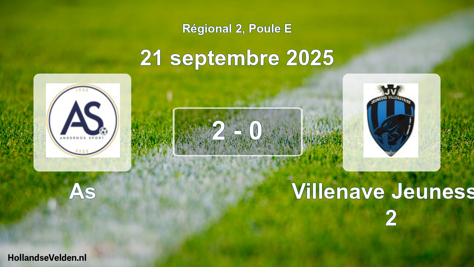 Gespeelde wedstrijd: As - Villenave Jeunesse 2 2 - 0 (21 septembre 2025)