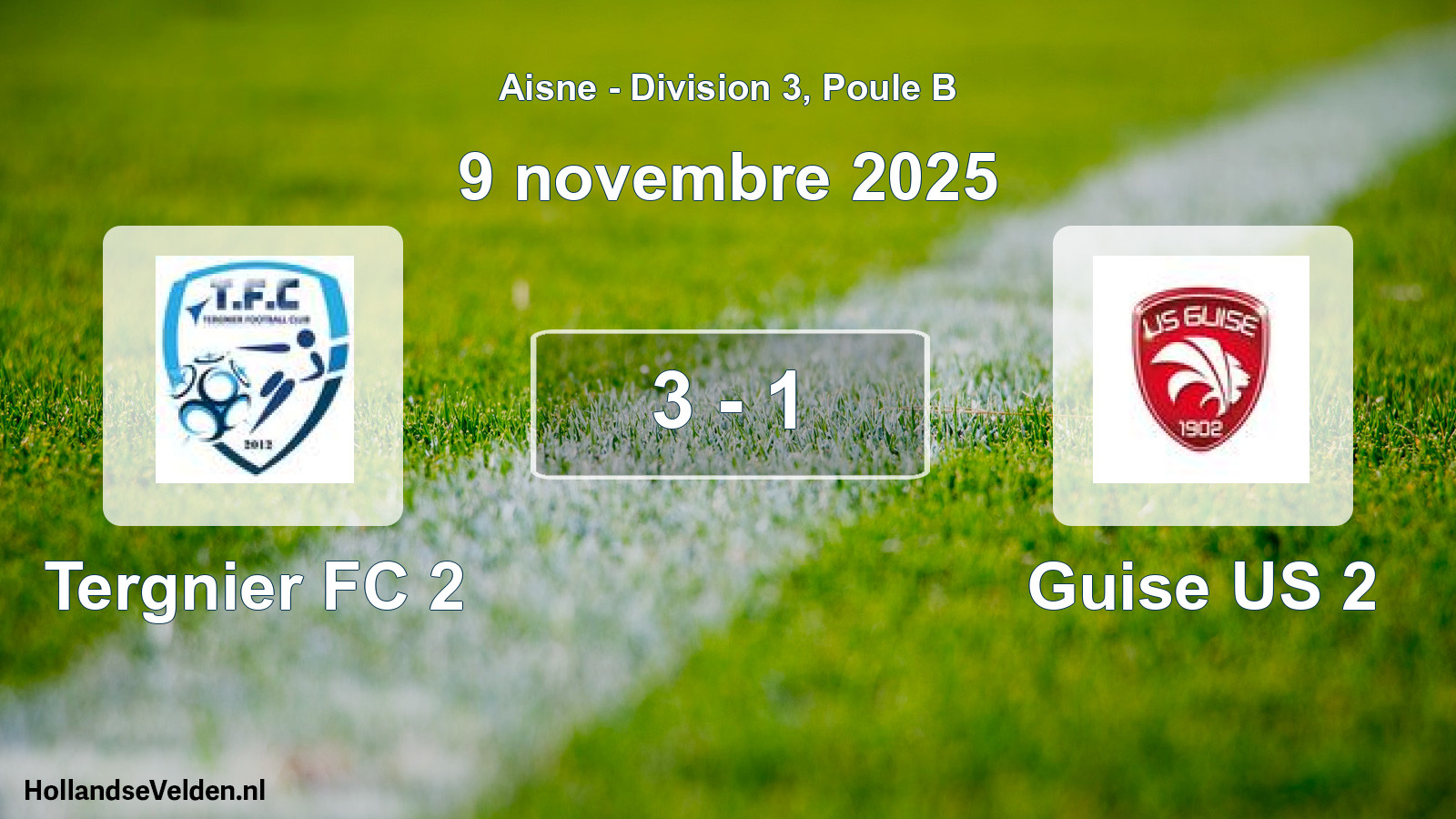 Match joué: Tergnier FC 2 - Guise US 2 3 - 1 (9 novembre 2025)