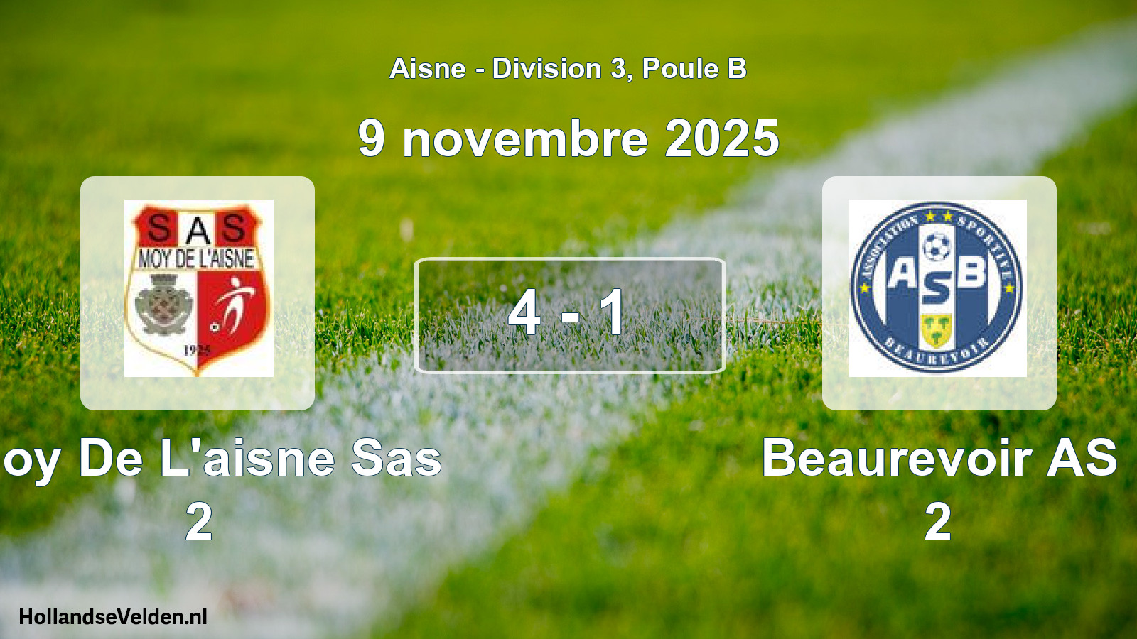 Gespeelde wedstrijd: Moy De L'aisne Sas 2 - Beaurevoir AS 2 4 - 1 (9 november 2025)