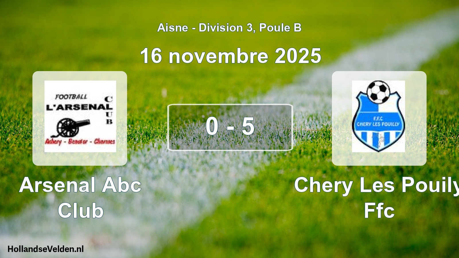 Match joué: Arsenal Abc Club - Chery Les Pouily Ffc 0 - 5 (16 novembre 2025)