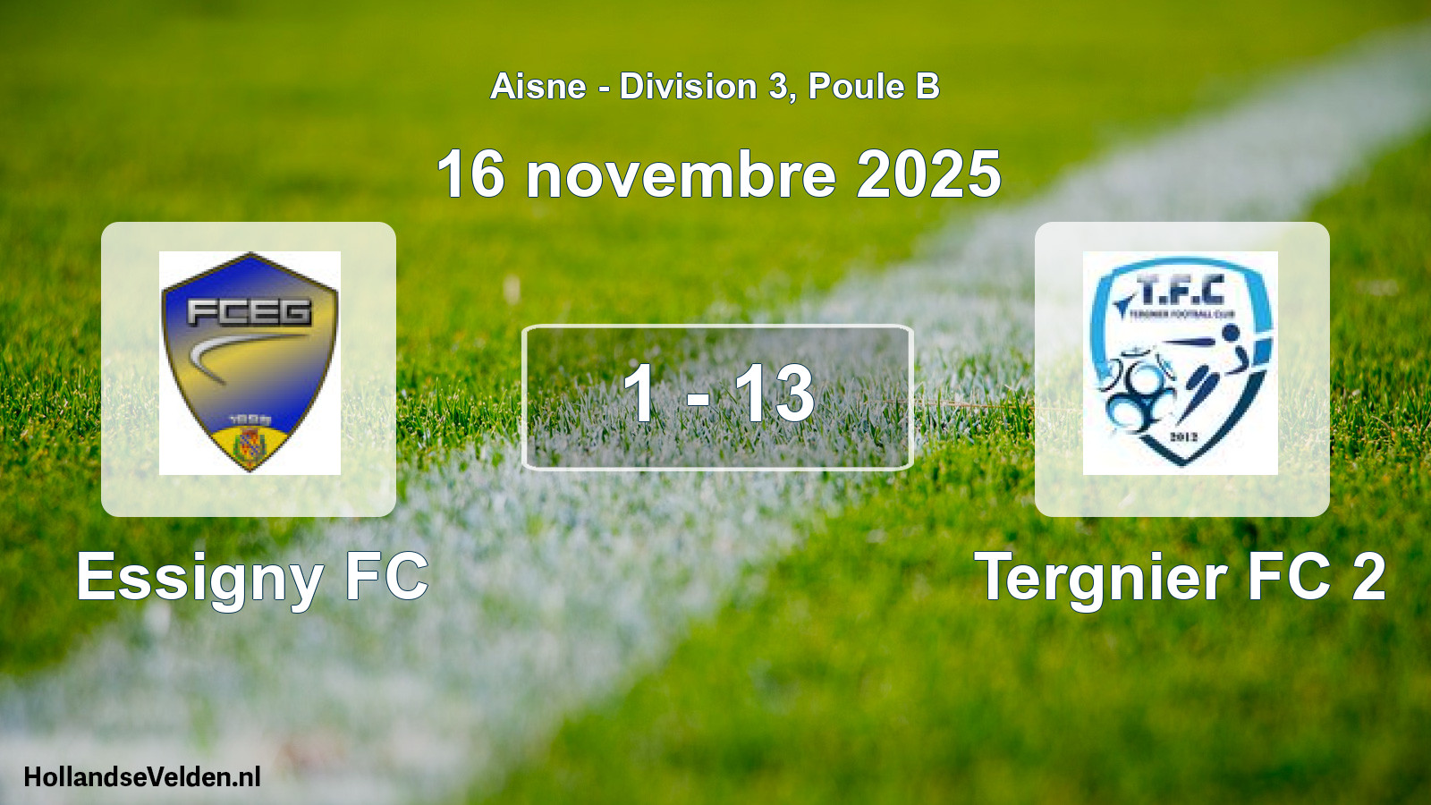 Match joué: Essigny FC - Tergnier FC 2 1 - 13 (16 novembre 2025)