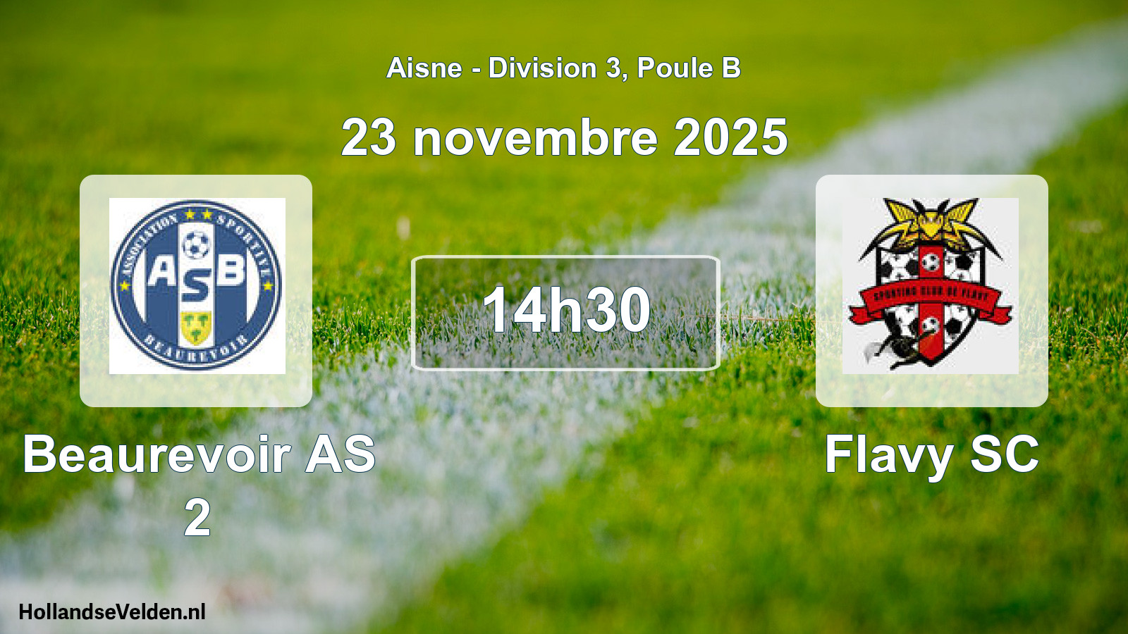Match programmé: Beaurevoir AS 2 - Flavy SC (23 novembre 2025)