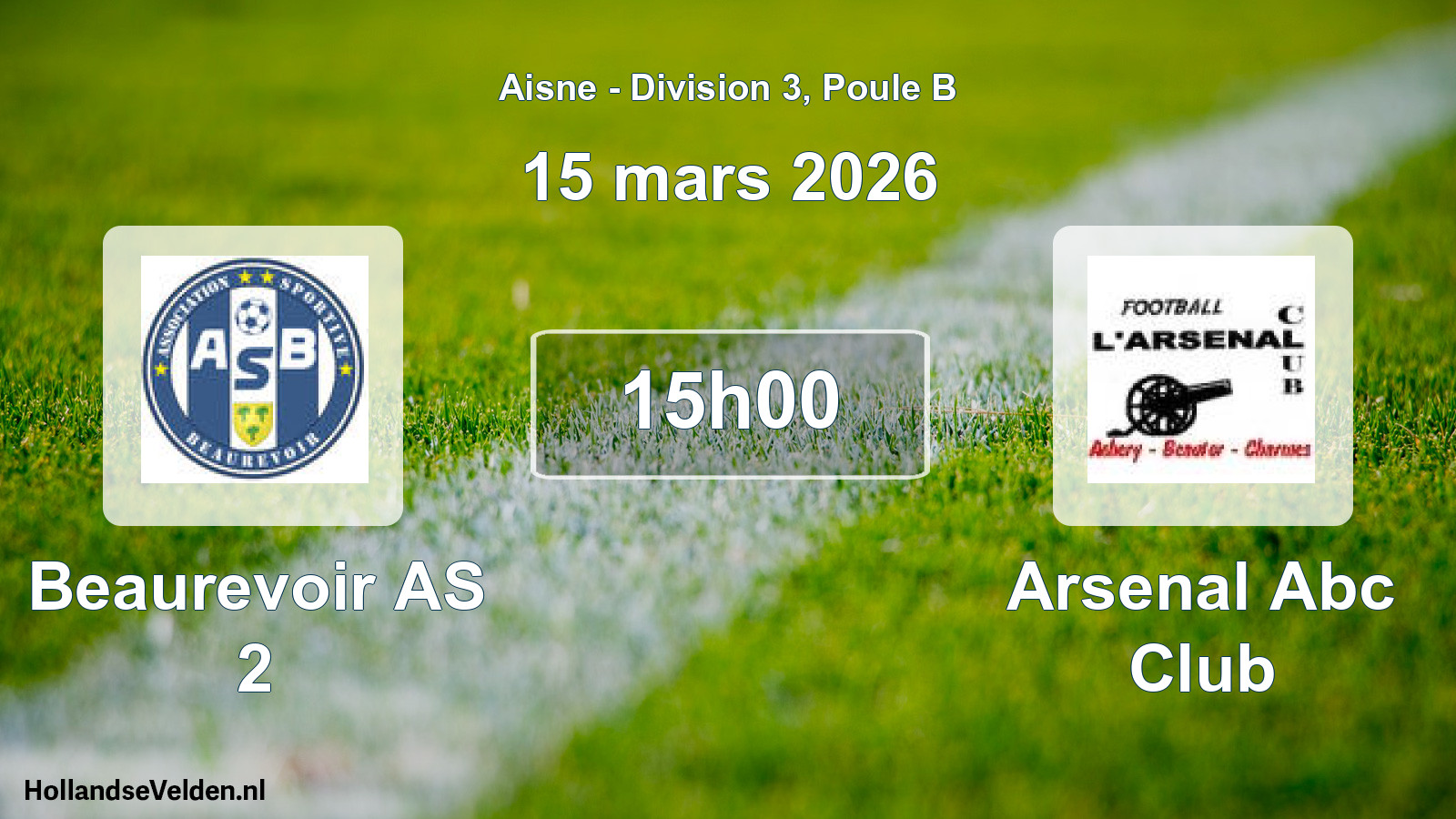 Match programmé: Beaurevoir AS 2 - Arsenal Abc Club (15 mars 2026)