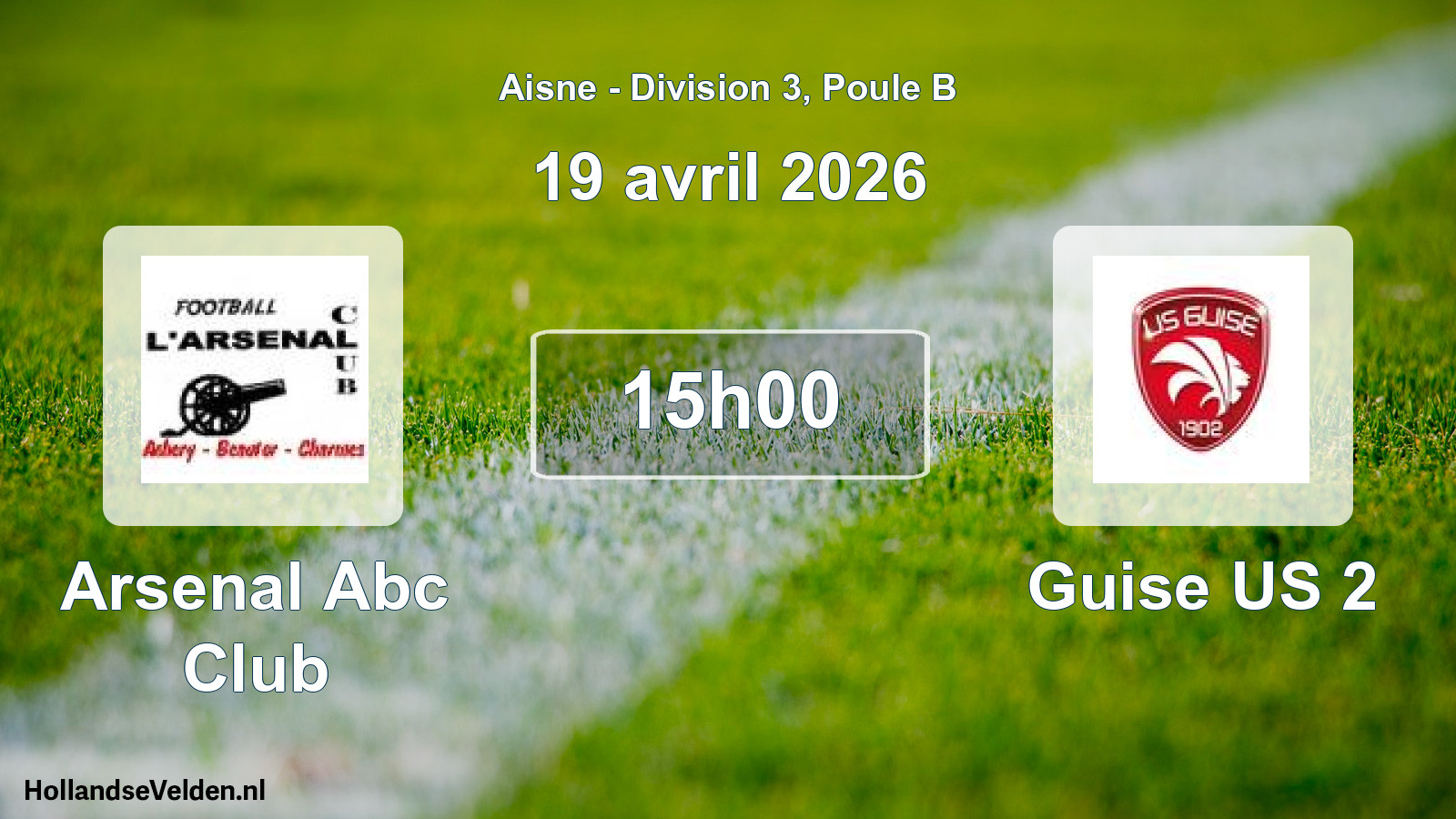 Geplande wedstrijd: Arsenal Abc Club - Guise US 2 (19 april 2026)