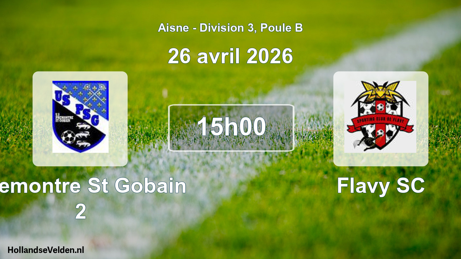 Geplande wedstrijd: Premontre St Gobain 2 - Flavy SC (26 april 2026)