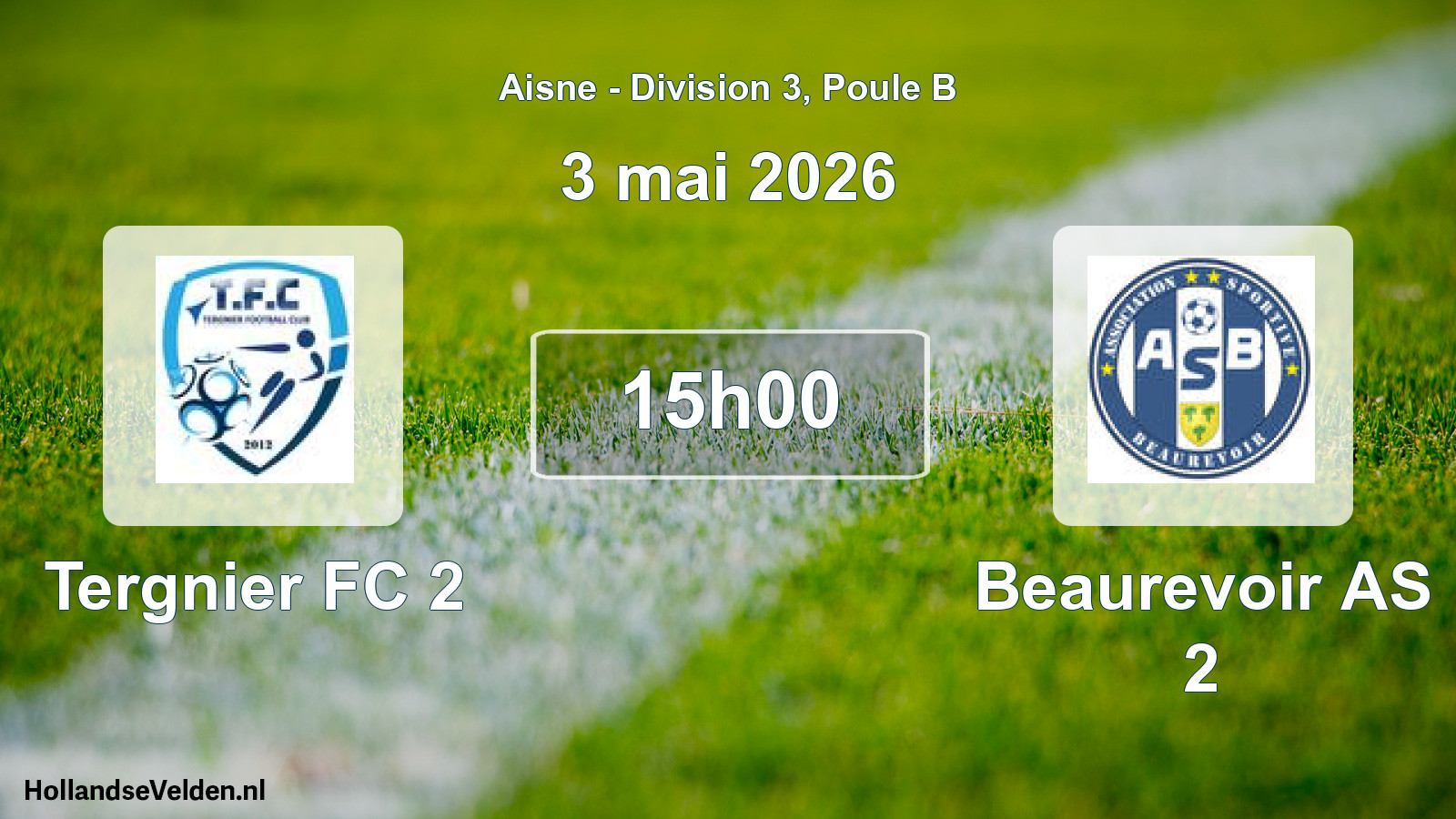 Match programmé: Tergnier FC 2 - Beaurevoir AS 2 (3 mai 2026)