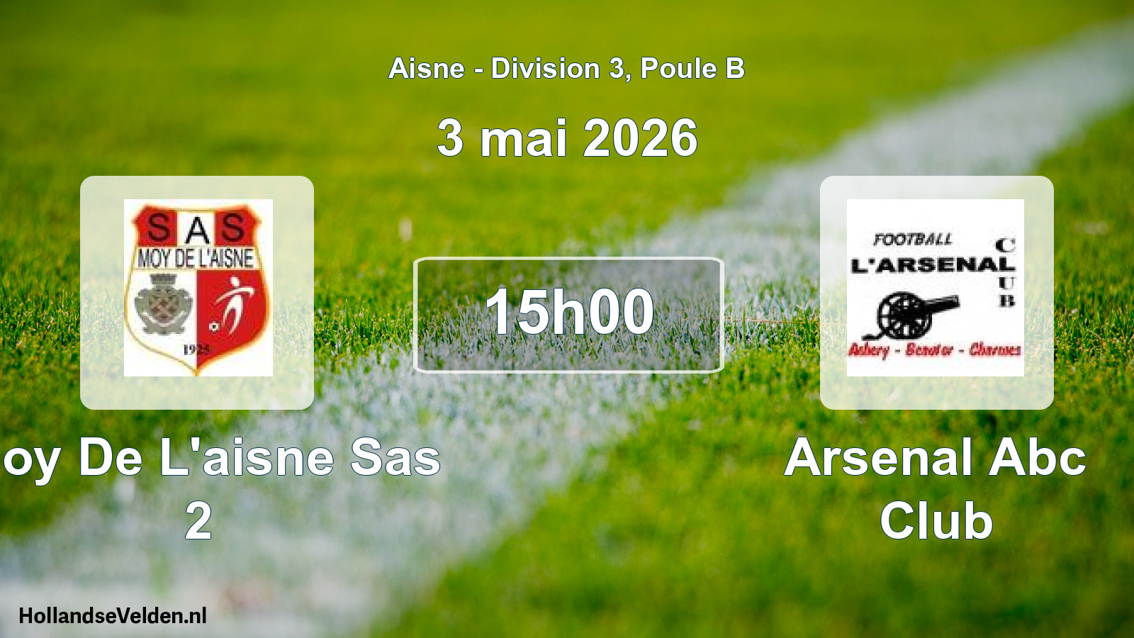 Match programmé: Moy De L'aisne Sas 2 - Arsenal Abc Club (3 mai 2026)