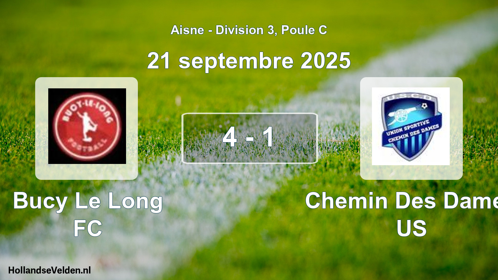Total number of matches played: Bucy Le Long FC - Chemin Des Dames US 4 - 1 (21 September 2025)