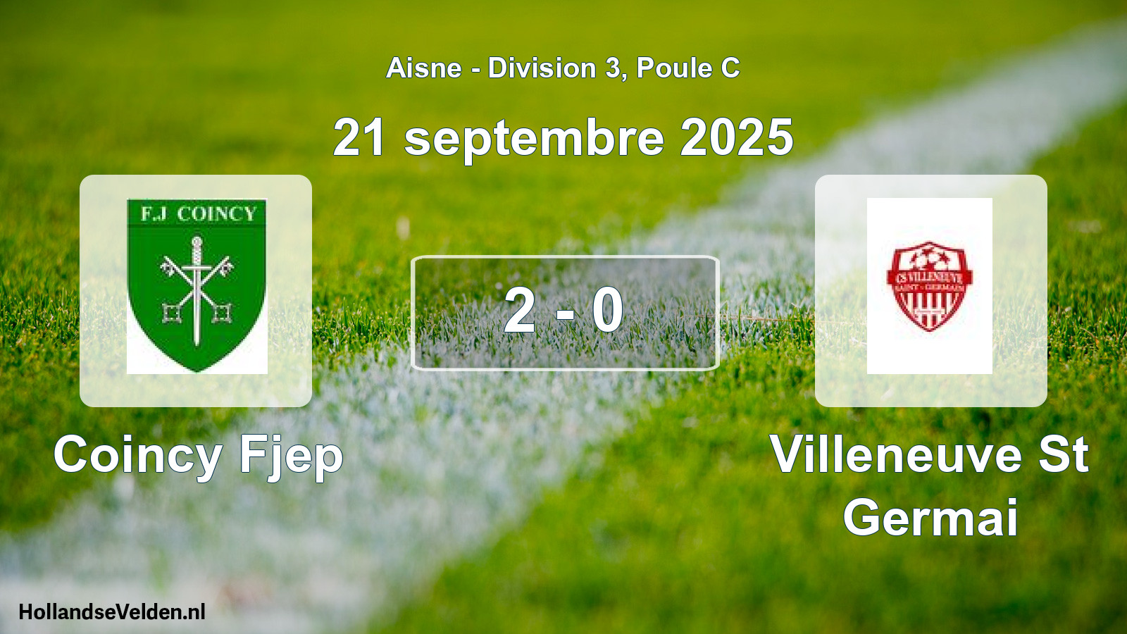 Total number of matches played: Coincy Fjep - Villeneuve St Germai 2 - 0 (21 September 2025)