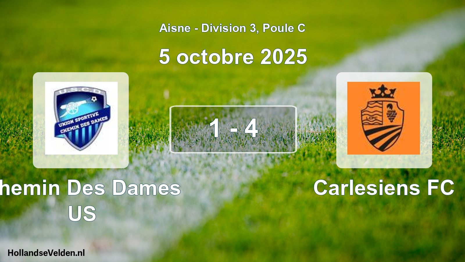 Match joué: Chemin Des Dames US - Carlesiens FC 1 - 4 (5 octobre 2025)