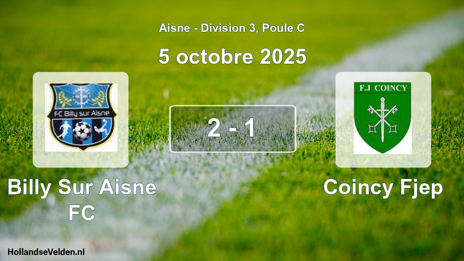 Gespeelde wedstrijd: Billy Sur Aisne FC - Coincy Fjep 2 - 1 (5 oktober 2025)
