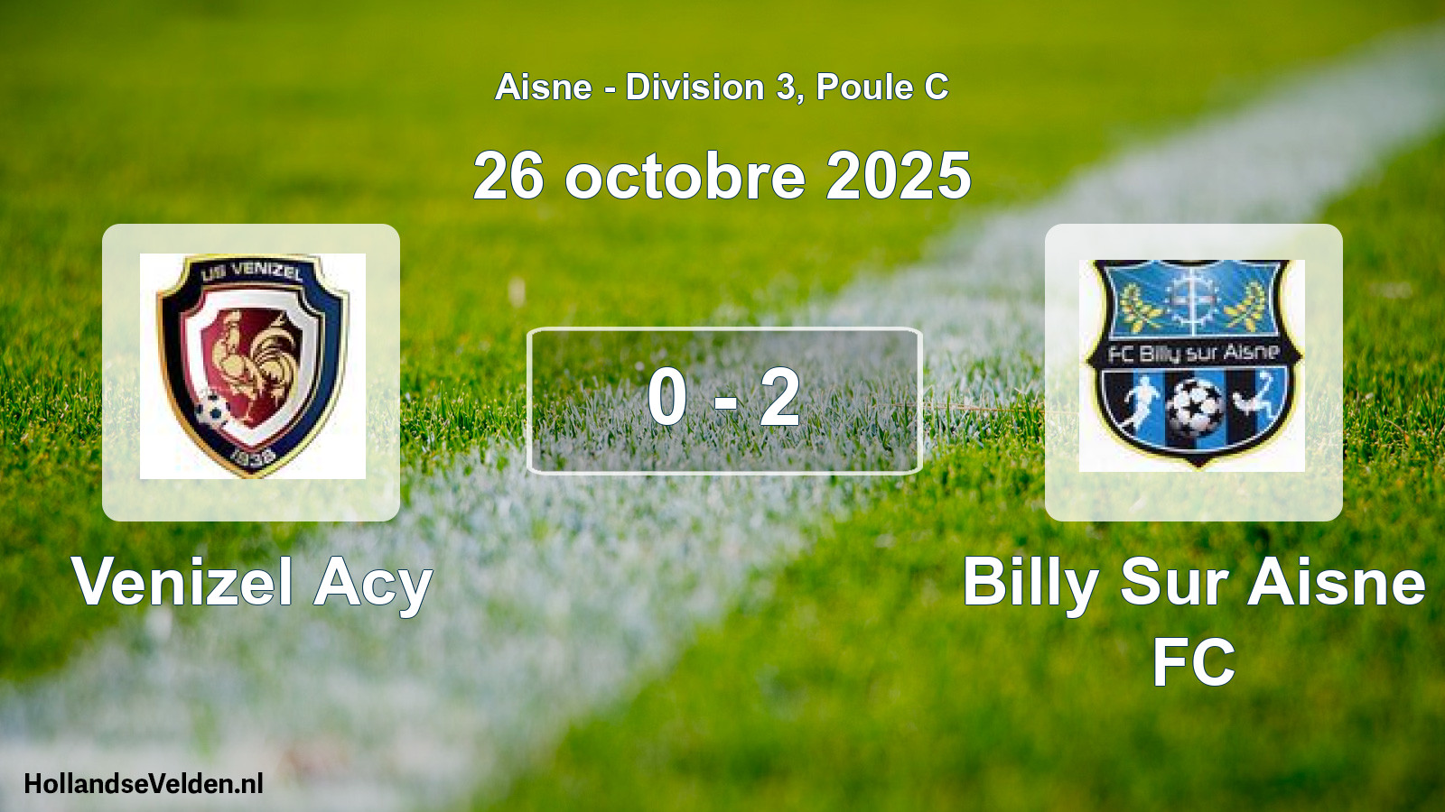 Match joué: Venizel Acy - Billy Sur Aisne FC 0 - 2 (26 octobre 2025)