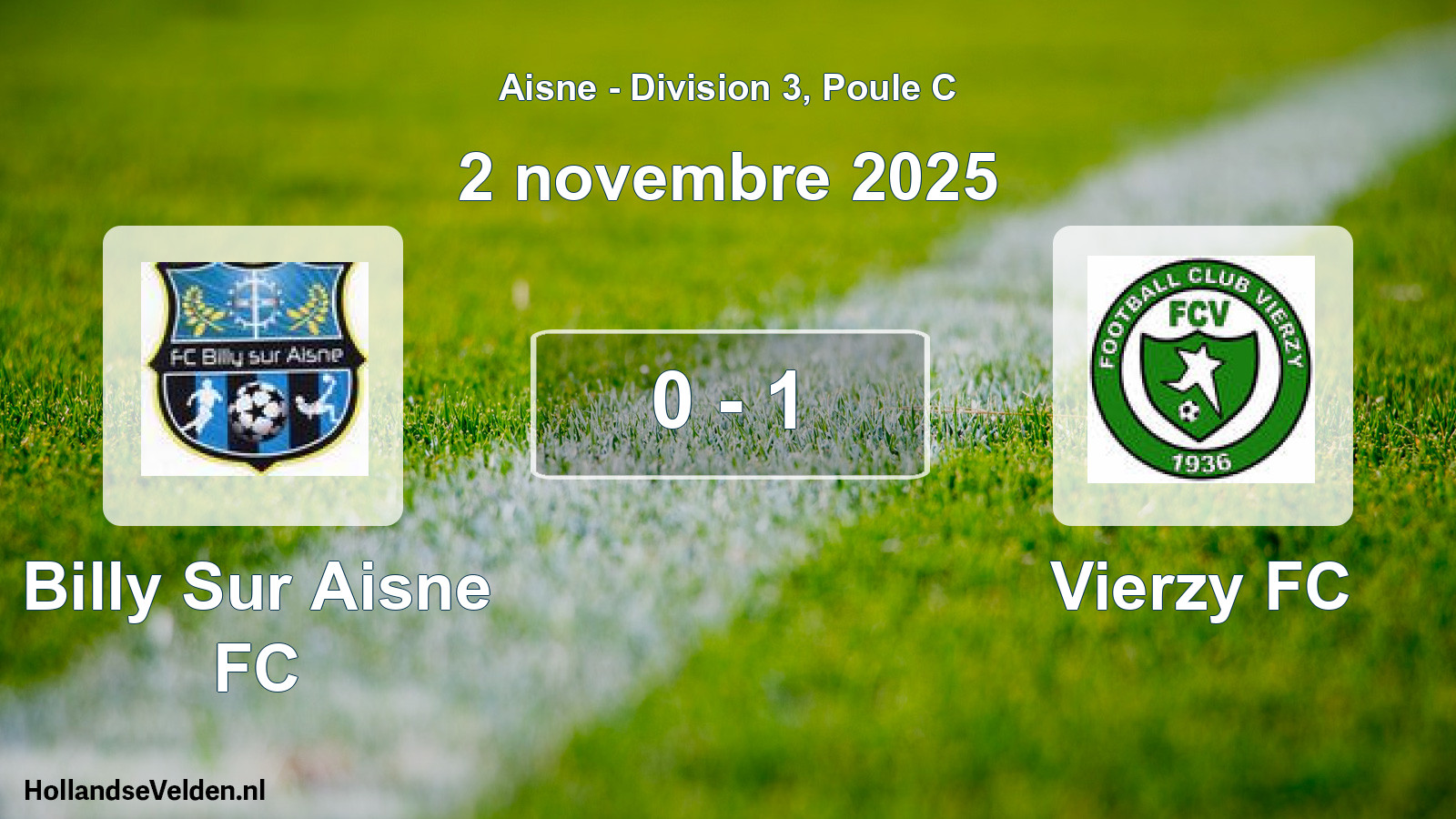 Match joué: Billy Sur Aisne FC - Vierzy FC 0 - 1 (2 novembre 2025)