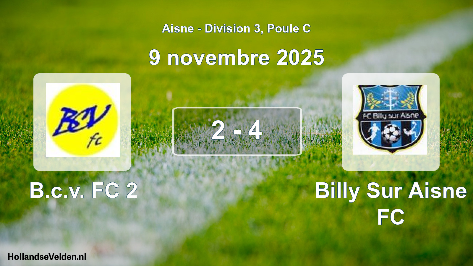 Gespeelde wedstrijd: B.c.v. FC 2 - Billy Sur Aisne FC 2 - 4 (9 november 2025)