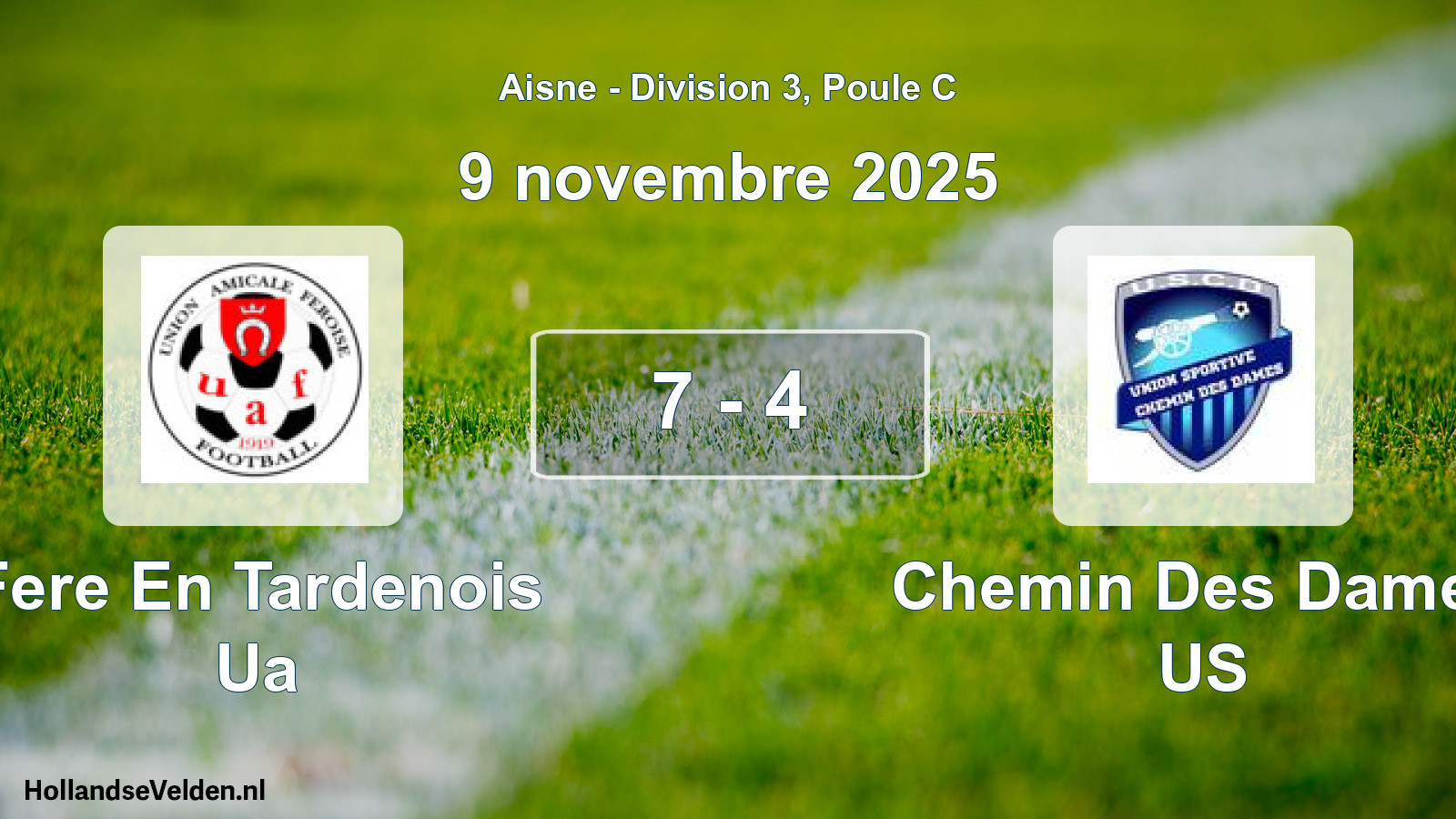 Match joué: Fere En Tardenois Ua - Chemin Des Dames US 7 - 4 (9 novembre 2025)