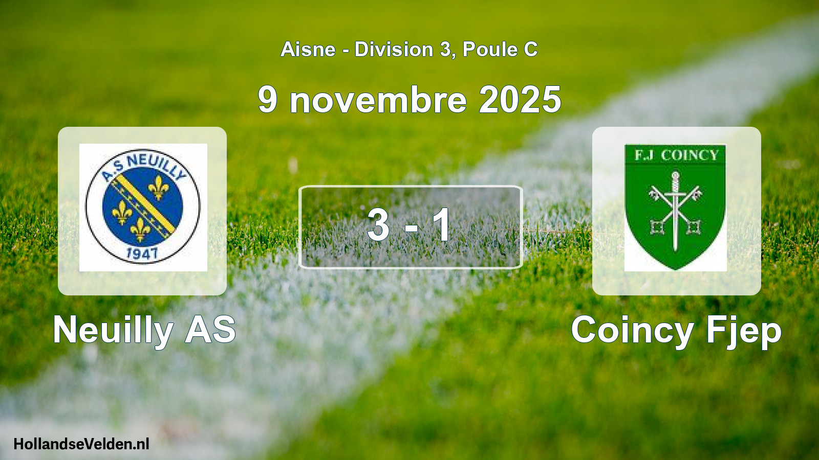 Match joué: Neuilly AS - Coincy Fjep 3 - 1 (9 novembre 2025)