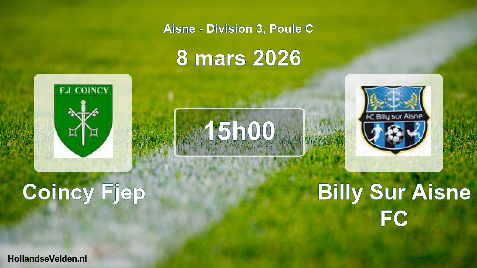 Match programmé: Coincy Fjep - Billy Sur Aisne FC (8 mars 2026)