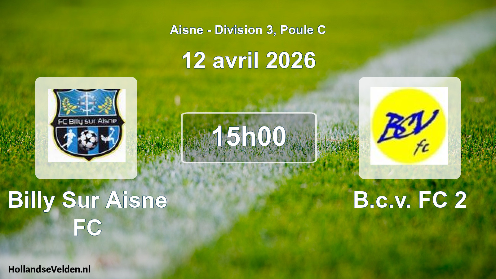 Match programmé: Billy Sur Aisne FC - B.c.v. FC 2 (12 avril 2026)