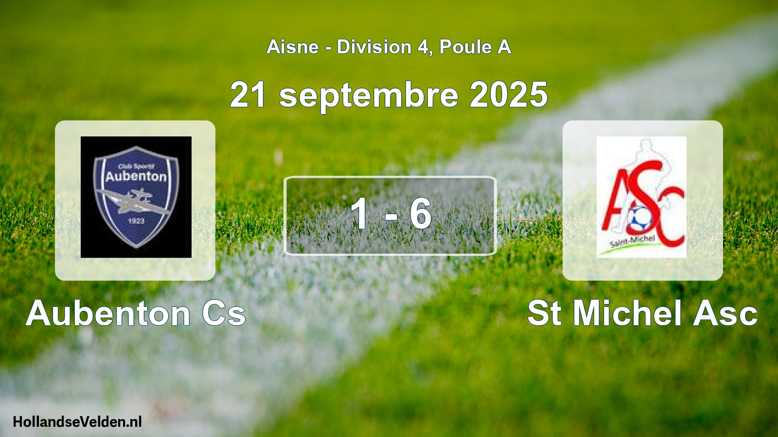 Match joué: Aubenton Cs - St Michel Asc 1 - 6 (21 septembre 2025)