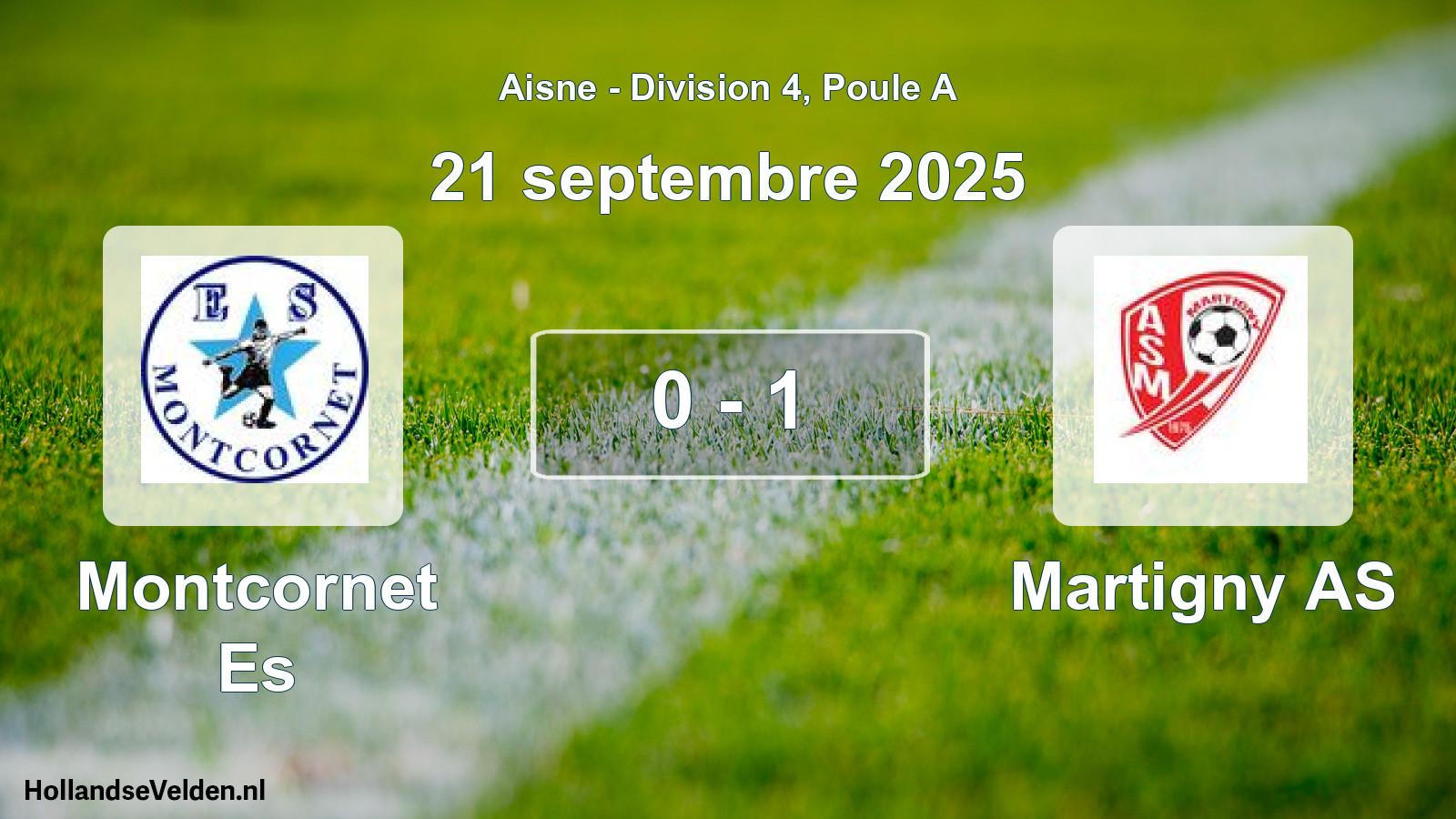 Match joué: Montcornet Es - Martigny AS 0 - 1 (21 septembre 2025)