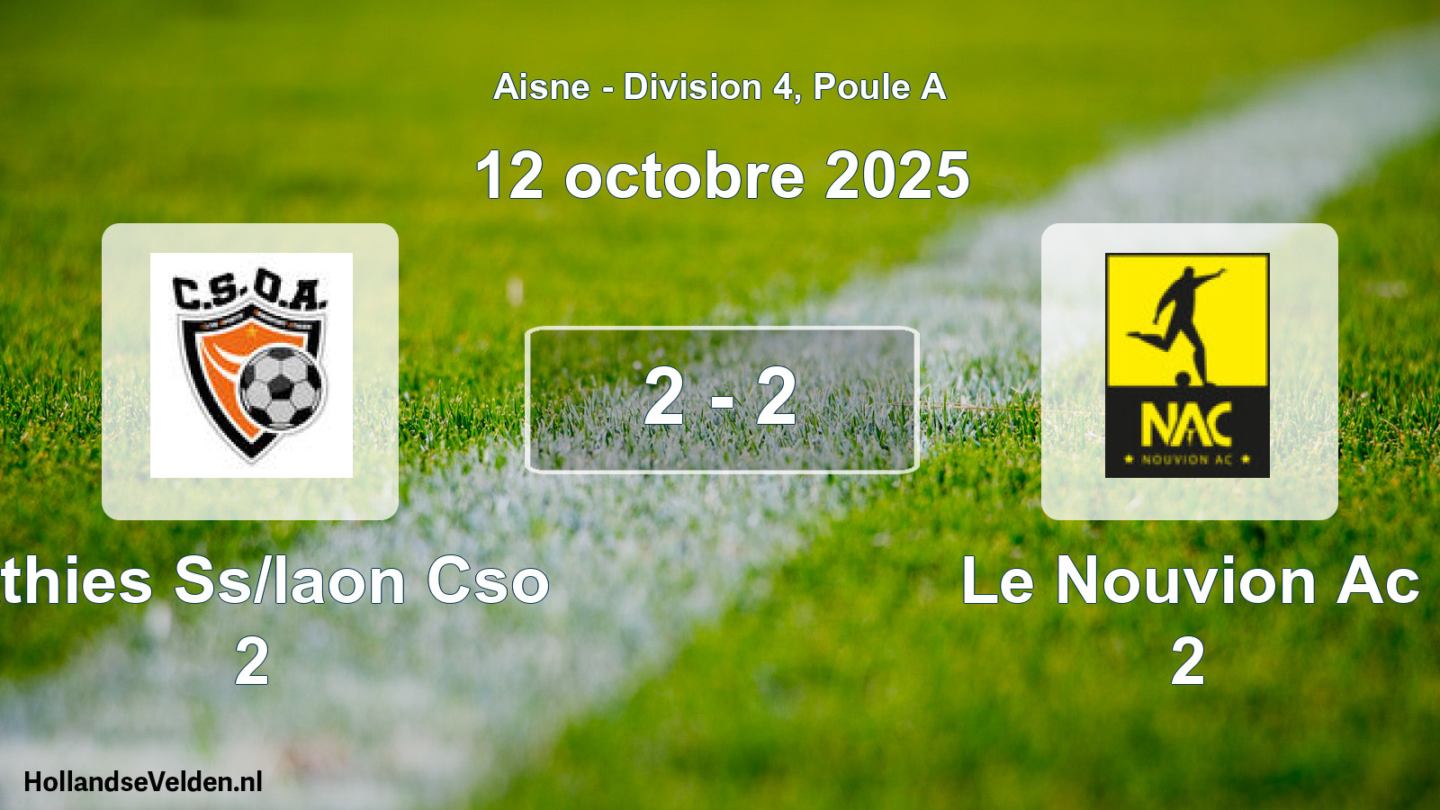 Total number of matches played: Athies Ss/laon Cso 2 - Le Nouvion Ac 2 2 - 2 (12 October 2025)
