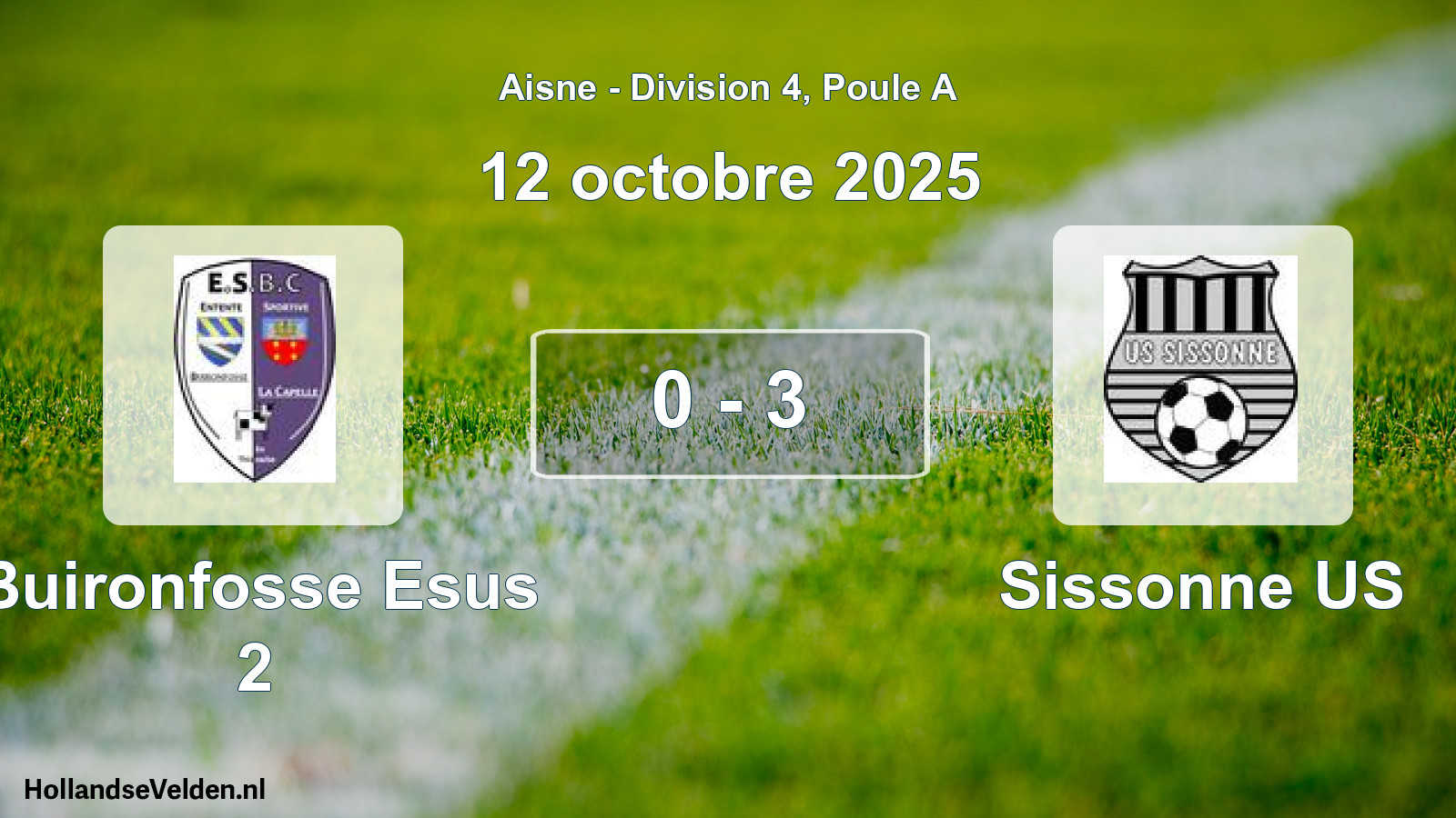 Total number of matches played: Buironfosse Esus 2 - Sissonne US 0 - 3 (12 October 2025)