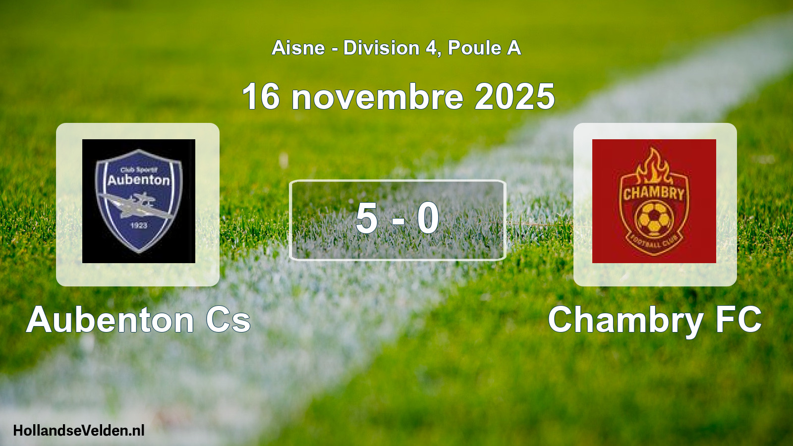 Match joué: Aubenton Cs - Chambry FC 5 - 0 (16 novembre 2025)