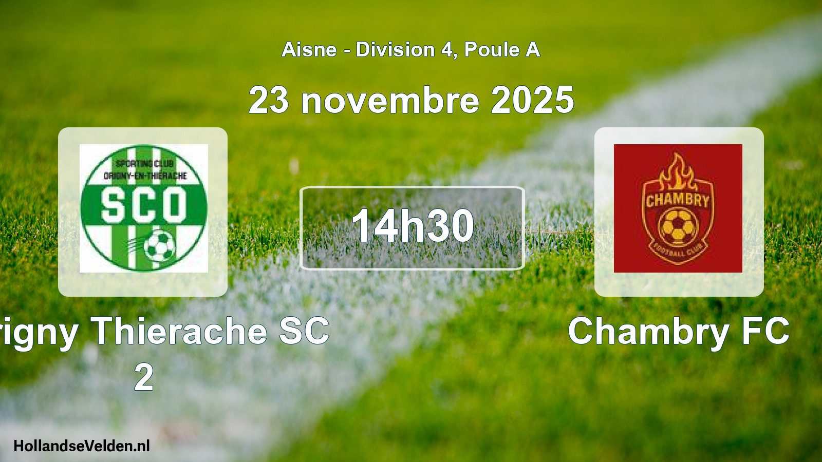 Match programmé: Origny Thierache SC 2 - Chambry FC (23 novembre 2025)