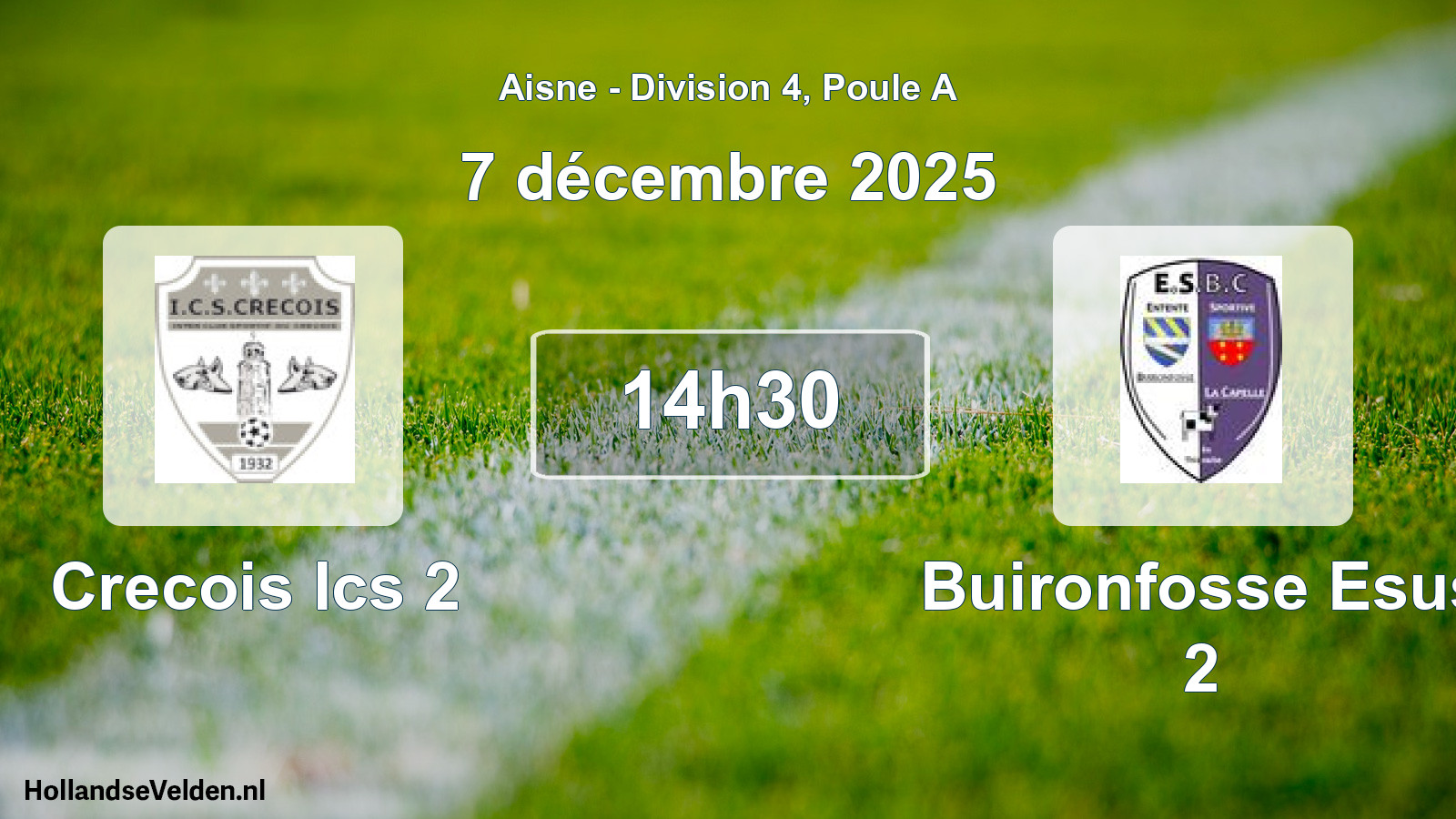 Match programmé: Crecois Ics 2 - Buironfosse Esus 2 (7 décembre 2025)