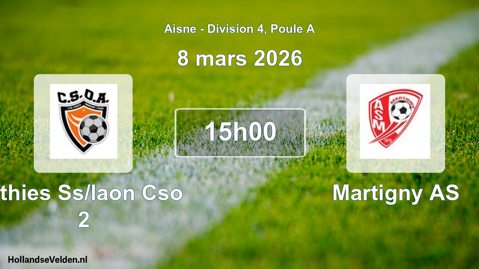 Match programmé: Athies Ss/laon Cso 2 - Martigny AS (8 mars 2026)