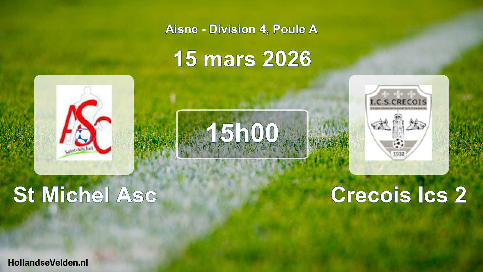 Match programmé: St Michel Asc - Crecois Ics 2 (15 mars 2026)