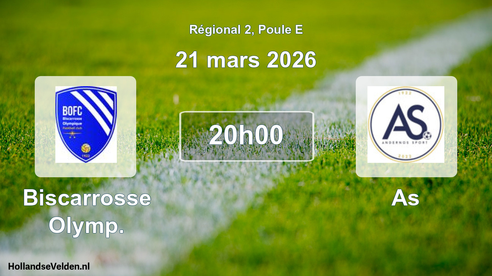 Scheduled Match: Biscarrosse Olymp. - As (21 March 2026)